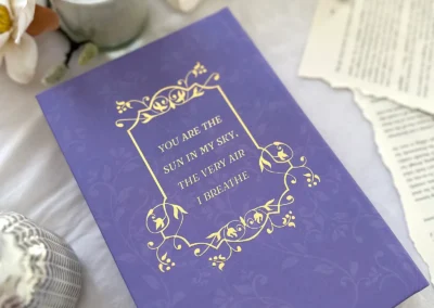 A quote in gold foil on the back cover of the Tempests & Tea Leaves special edition, underneath the dust jacket.